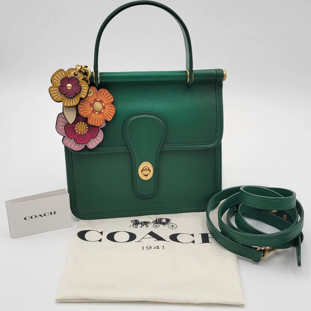 Coach 1941 Collection Glovetanned Leather Willis Top Handle 18, Green, EUC